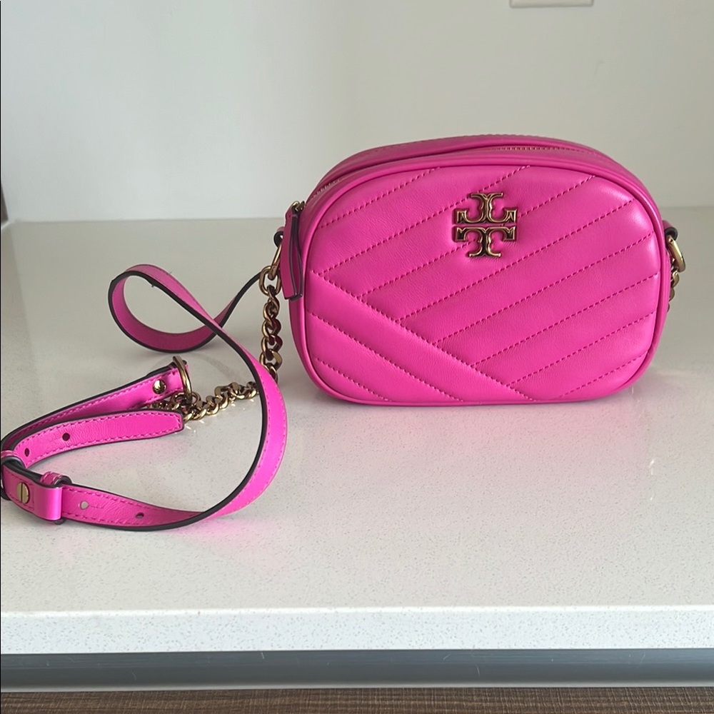 Tory Burch Pink Chevron Quilted Crossbody